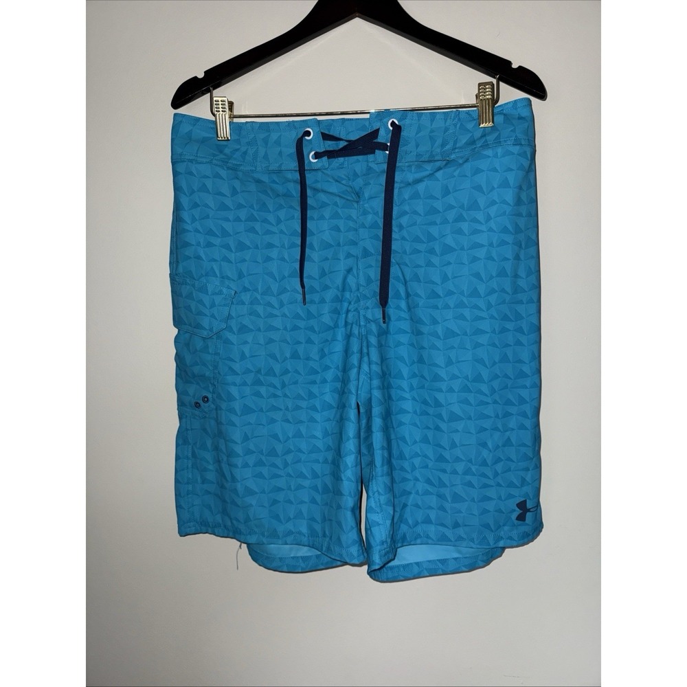 Under Armour Board Shorts Mens 32 Blue Swim Trunks HeatGear Loose Fit Quick Dry